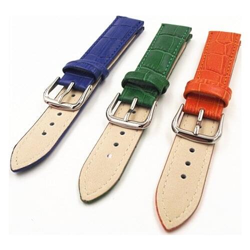 Retail - 1PCS 18mm genuine leather watch band watch strap blue ,green , orange color available - 091302