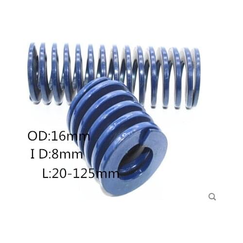 2Pcs Blue Light Load Spiral Stamping Compression Die Spring Outer Diameter 16mm Inner Diameter 8mm Length 20-125mm