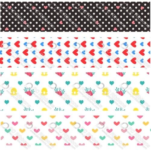 Custom printed heart grosgrain ribbon elastic foe love valentine wedding ribbon DIY bows fabric gift wrap ribbons 50 yards