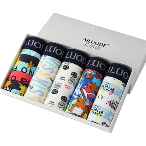 5pcs/lot Sexy Men Underwear Boxers Fashion 2020 Printed Men Underpants Boxer Shorts Male Panties Pouch Sheath Underpants
