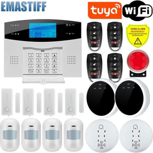 Tuya Smart Wifi GSM Home Alarm System Touch Keyboard Remote Control APP Control With 433MHz Wireless Detector Sensor