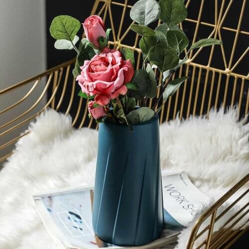 Vases for Decoration Home Plastic Vase White/Blue Flower Basket Arrangement Living Room Modern Style Artistical Vase Hot Sale