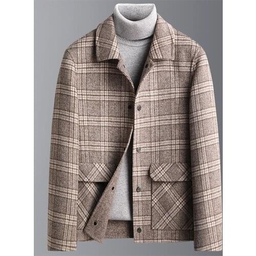 Mens Windbreaker Jacket Vintage Autumn Winter Smart Business Coat Male Single Breasted Retro Classic Short Coat Men