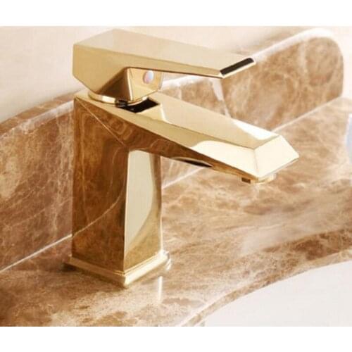 Vidric Brass gold plated Bathroom basin faucet hot&cold mixer tap sink faucet single handle single hole diamond faucet torneira