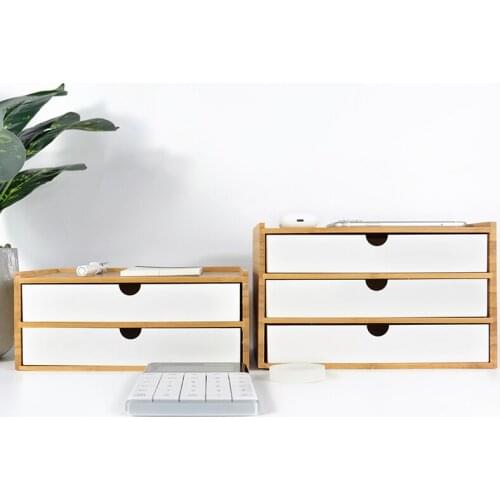 European Style Bamboo Storage Box Multi-layer Sundries Jewelry Cosmetic Storage Box Countertop Drawer Container Home Decoration