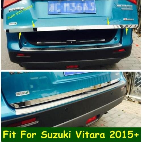 Accessories Rear Trunk Tailgate Door Tail Bottom Strip Lid Streamer Cover Trim Stainless Steel Fit For Suzuki Vitara 2015 - 2019