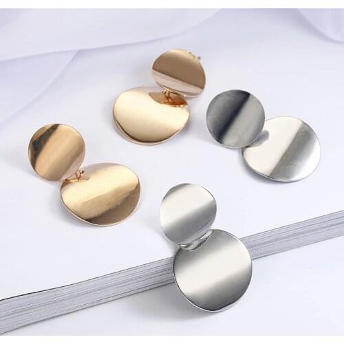 2018 Fashion gold silver Color geometric statement circle Earrings for women Brincos e0202
