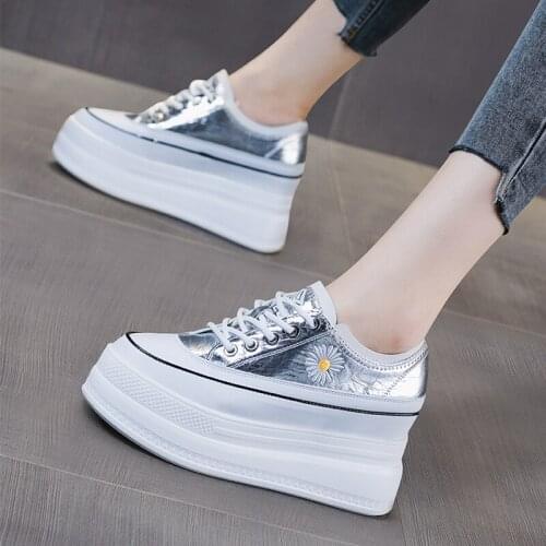 2021 Spring and Autumn New Single Shoes Fashion All-match Thick-soled Inner Increase Large Size Flat Platform Shoes Women 8.5cm