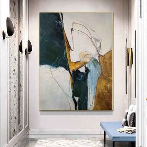 Nodic Style Gold Foil Art Hand Painted Modern Abstract Oil Painting On Canvas Wall Art For Living Room Home Decoration No Frame
