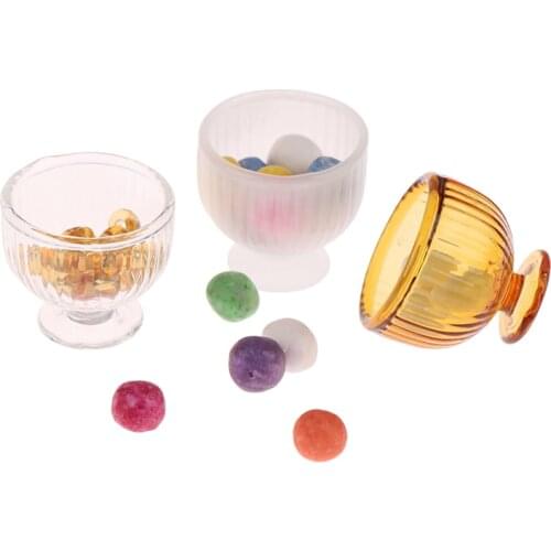 1:12 Dollhouse Miniature Glass Bottle Candy Jar Jelly Cup Desserts Drink Cup Toy For Dollhouse