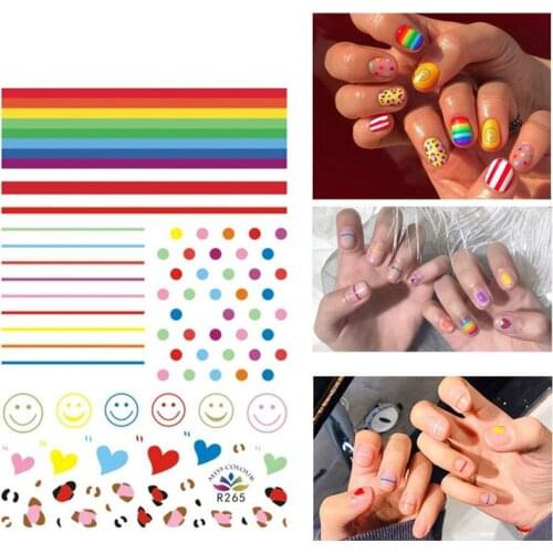 1 Sheet 13 Designs Nail Sticker Set Spring Colorful Rainbow Flowers Decal Water Transfer Slider For Nails Art Decor #297566