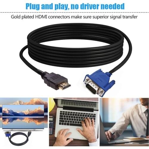 1 M HDMI Cable HDMI To VGA 1080P HD With Audio Adapter Cable HDMI TO VGA Cable dropshipping