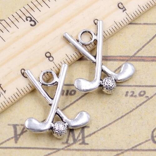 10pcs Charms Hockey Stick Club 25x22mm Tibetan Silver Color Pendants Antique Jewelry Making DIY Handmade Craft Pendant