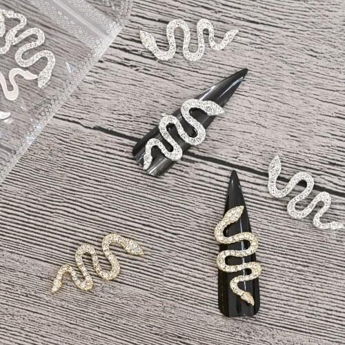 100PCS Nail Art Charms Alloy Retro Wave Snake Glod/Sliver Metal Accessories Three-dimensional Decorations 30X13mm#1019