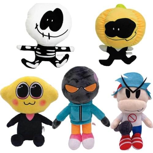 2PCS 20-26CM Friday Night Funkin Plush Toys Cute Spooky Month Skid And Pump For Kids Birthday Halloween Gift