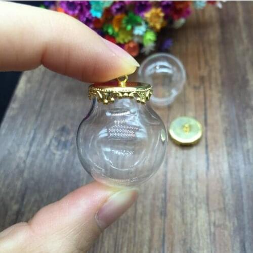 20sets/lot 25*15mm glass globe with gold crown tray jewelry findings set glass bubble DIY glass vial pendant glass bottle charms