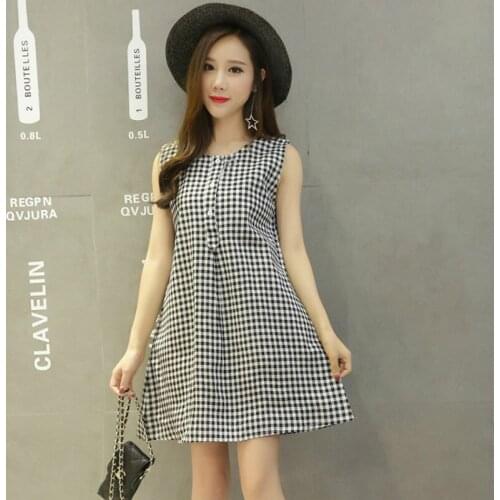 2021 fashion Summer Pregnancy Clothes Maternity Dress Casual Plaid Dress Sleeveless for Pregnant Plus Size Dresses