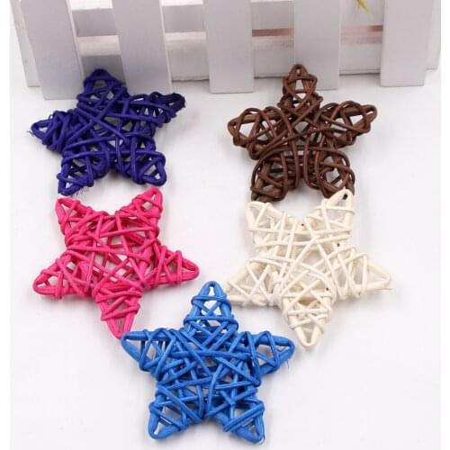 5pcs/lot 6cm Artificial Straw Ball For Birthday Party Wedding Decoration Rattan stars Christmas Decor Home Ornament Supplies