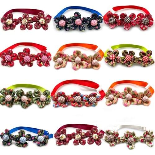 50/100pcs Pet Dog Cat Bowties Adjustable Collar Flowers Bow Tie Necktie Small Dog Tie Pet Cat Grooming Supplies Pet Accessories