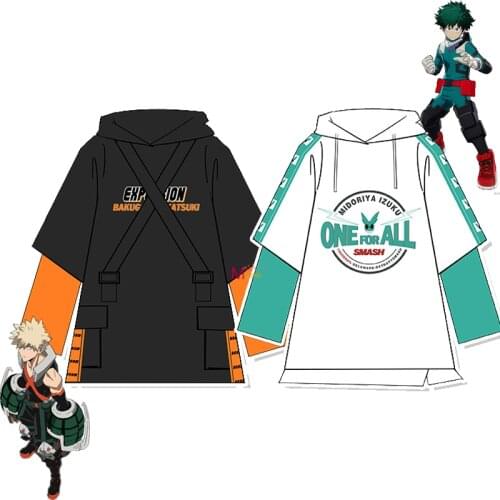 Anime My Hero Academia Midoriya Izuku Cosplay Costumes Hoodies Bakugou Katsuki Sweatshirt Splice Pullover Top Sportswear