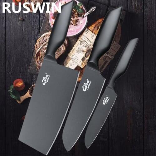 Non-Stick Kitchen Knife Sets 4Cr14mov Stainless Steel Kitchen Chef Knives Set Nakiri Santoku Paring Knife 3 Pcs Set Cooking Tool