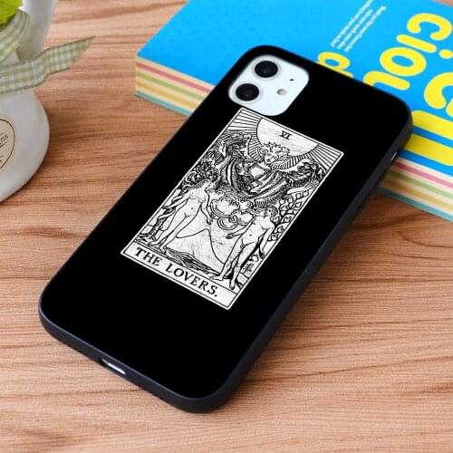 For iPhone The Lovers Tarot Card - Major Arcana - fortune telling - occult Soft TPU border Apple iPhone Case