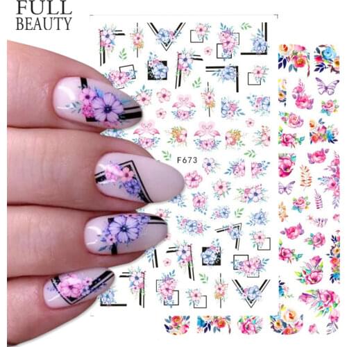 1pcs Flower Vine Nail Stickers Blossoms Colorful 3D Transfer Decals Summer Gel Polish Sliders Nail Art Decoration CHF664-676