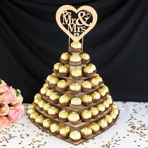 20201 Wooden Love Chocolate Rack Creative Home Wooden Crafts Wedding Party Valentines Day Decoration for Wholesale