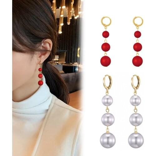 Long Pearl Dangle Earrings Classic Trendy Temperament Style Pearl Drop Earrings For Women Girls Fashion Jewelry Gifts Ornaments