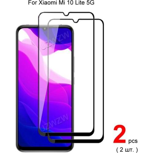 2pcs For Xiaomi Mi 10 Lite 5G Full Cover Tempered Glass Screen Protector Protective Glass Guard