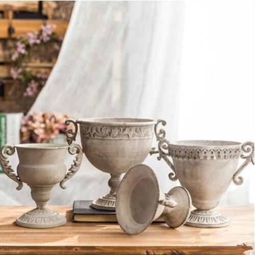 Home vase Creative Idyllic retro Distressed vase succulent plants Plant flower pot Personality decoration home decoration iron