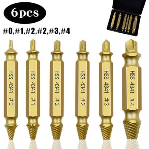 High Quality 6Pcs Damaged Screw Extractor Speed Out Drill Bits Broken Speed Out Bolt Extractor Bolt Stripped Stud Remover Tools
