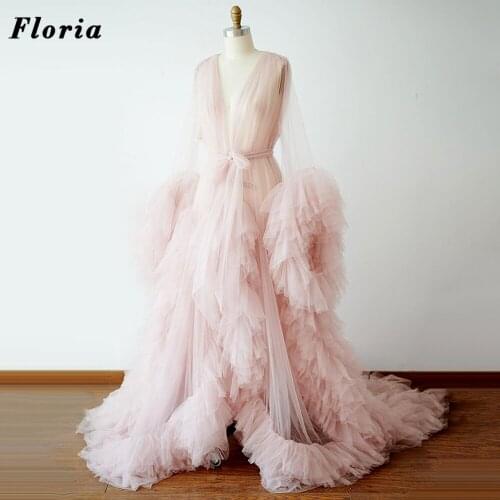 Floria Photography Party Dresses 2021 Prom Pregnant Dress African Evening Gowns Tulle Tiered Arabic Evening Wear Robes De Soiree