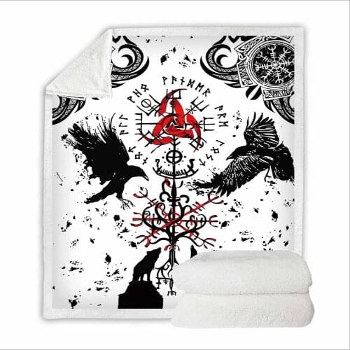 HELENGILI Viking myth Sherpa Blanket Girly Floral Bedspread Velvet Plush Soft Comfortable Camping Aircraft Blanket