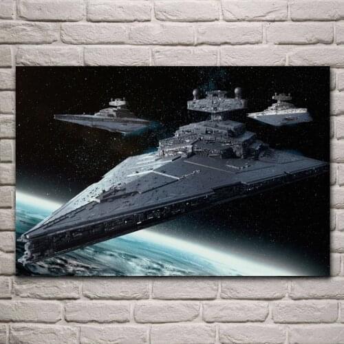 Imperial class star destroyer wars fantasy wallpaper living room home art decor wood frame fabric poster KF040