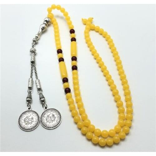 JunKang 6mm Charm Muslim, Islamic, Arabic prayer beads rosary bracelets metal tassel fashion jewelry man and women