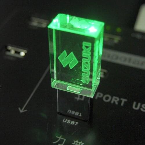 Hot Sale USB 2.0 Flash Drive with Car Logo Suzuki Memory Stick 128GB 4GB 8GB 16GB 32GB LED Crystal Pendrive Wedding Gifts 64GB
