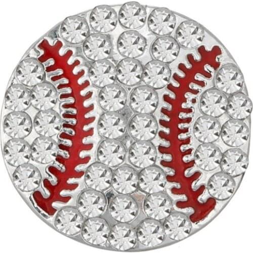 Buttons Free shipping 20mm baseball rhinestone button with shank 10PCS/lot(BTN-5437)