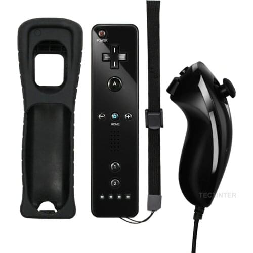 Without Motion Plus Controller For Wii Wireless Games Remote Nunchuck For Wii 2 in 1 Bluetooth Game Controle Silicone Soft Case