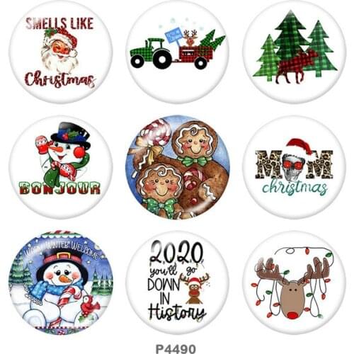 Snowman Christmas 12mm/18mm/20mm/25mm/30mm Round glass cabochon flat back Making findings snap button jewelry P4490