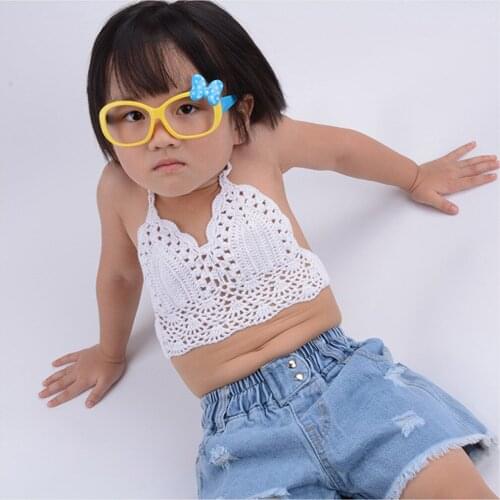 2020 Kids Swimwear For Girls Crochet Straps Bikini Top Baby Girl Swimsuit Summer Children Bathing Suit Beachwear Dropshipping