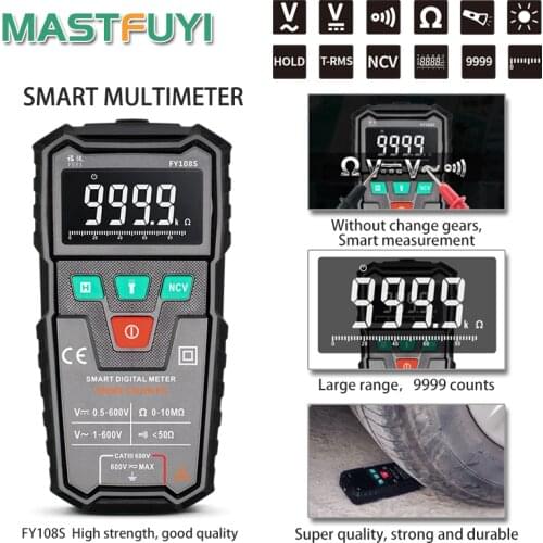 Mastfuyi FY108S Mini Intelligent Automatic Multimeter Digital Multimeter 9999 Analog Tester True RMS High Precision NCV Tester