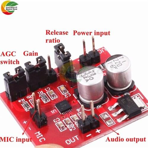 Ziqqucu MAX9814 Electret Microphone Amplifier Module With AGC Function DC 3.6-12V Volume Control Audio Board for Arduino