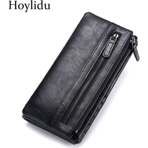 Fashion Mens Wallet PU Leather Business Vintage Long Style Clutch Multi Card Holder Removable Design Coin Zipper Pocket Purse