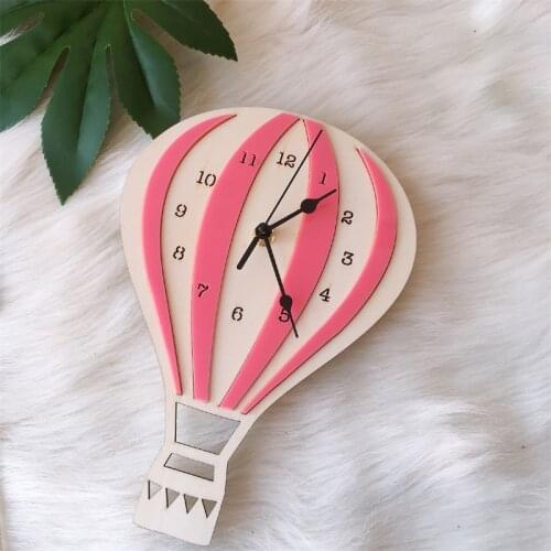 Nordic Style Hot Air Balloon Shape Wall Hanging Clock Mute Clock Home Decorations Teen Room Decoration Home Wall Decor Gifts