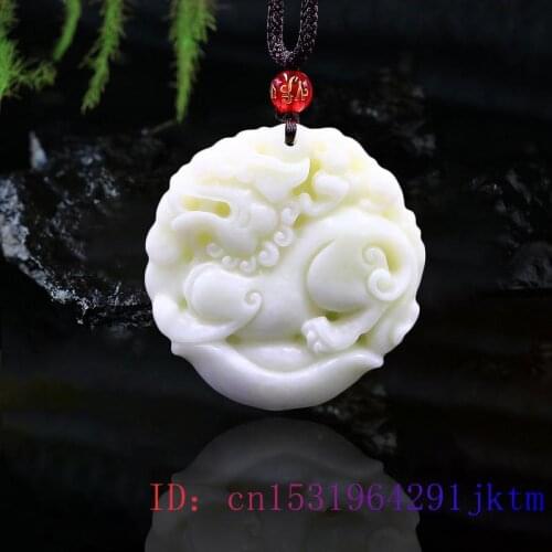 Jade Pixiu Pendant Necklace Charm Fashion Amulet Natural Carved Jewelry White Gemstone Chinese Tiger Accessories Women Gifts