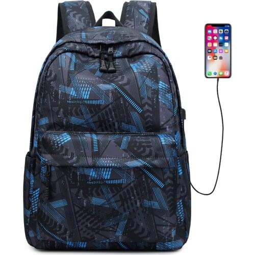 3PCS / LOT Nylon Backpack USB Charging Student Schoolbag for Boys Girls Backpack Waterproof Travel Bag