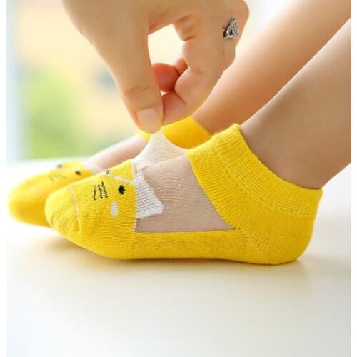 Boys And Girls Socks Summer Thin Breathable Sweat-absorbent Combed Cotton Childrens Cute Card Silk Shallow Mouth Meia Infantil