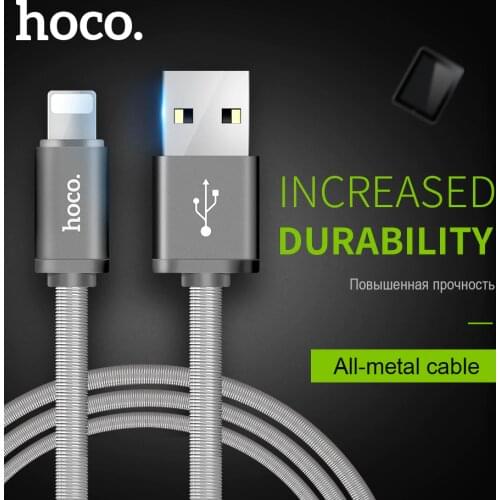 HOCO Metal Spring Fast Charging USB Cable for Apple iPhone iPad iOS Charger Cord Data Sync Wire for iPhone X XS MAX Mobile Phone
