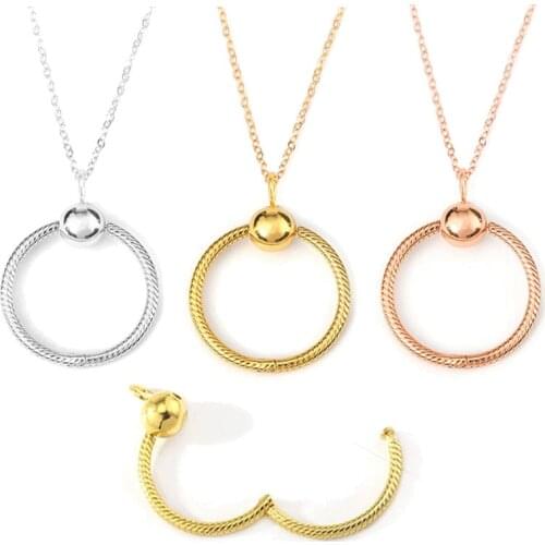 New Arrival Fashion Brand Necklace Silver Color Jewelry Collier femme With Round Pendant For Women Jewelry Making